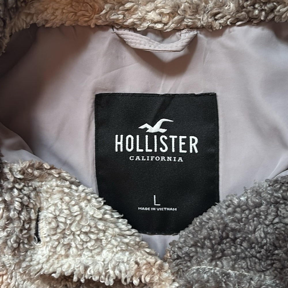Hollister Teddy Plaid Faux Sherpa Lined Pea Coat, Size L - Picture 10 of 16